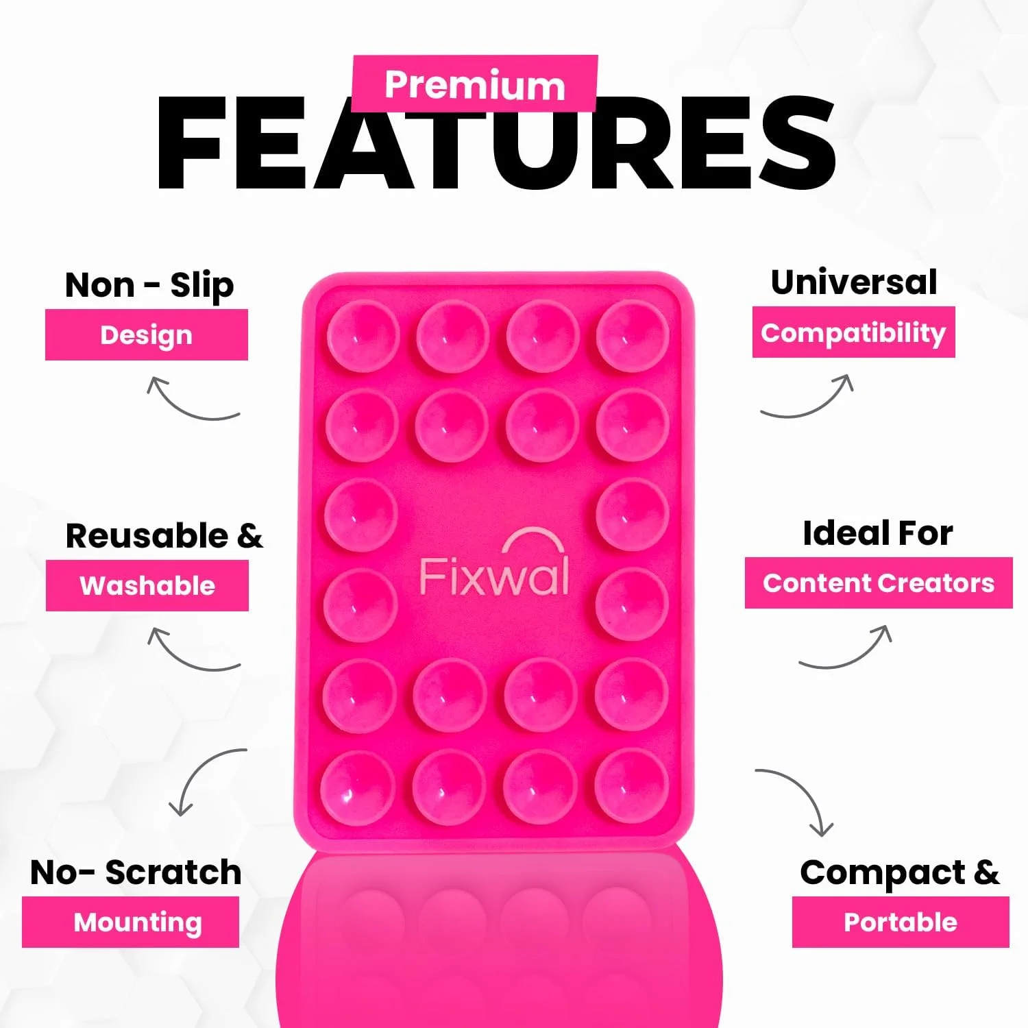 پایه نگهدارنده گوشی موبایل فیکس وال با مکنده سیلیکونی یک طرفه، لوازم جانبی موبایل، هولدر قوی برای عکس های سلفی و فیلم، استند سیلیکونی گوشی برای آیفون و اندروید (آدامس بادکنکی)