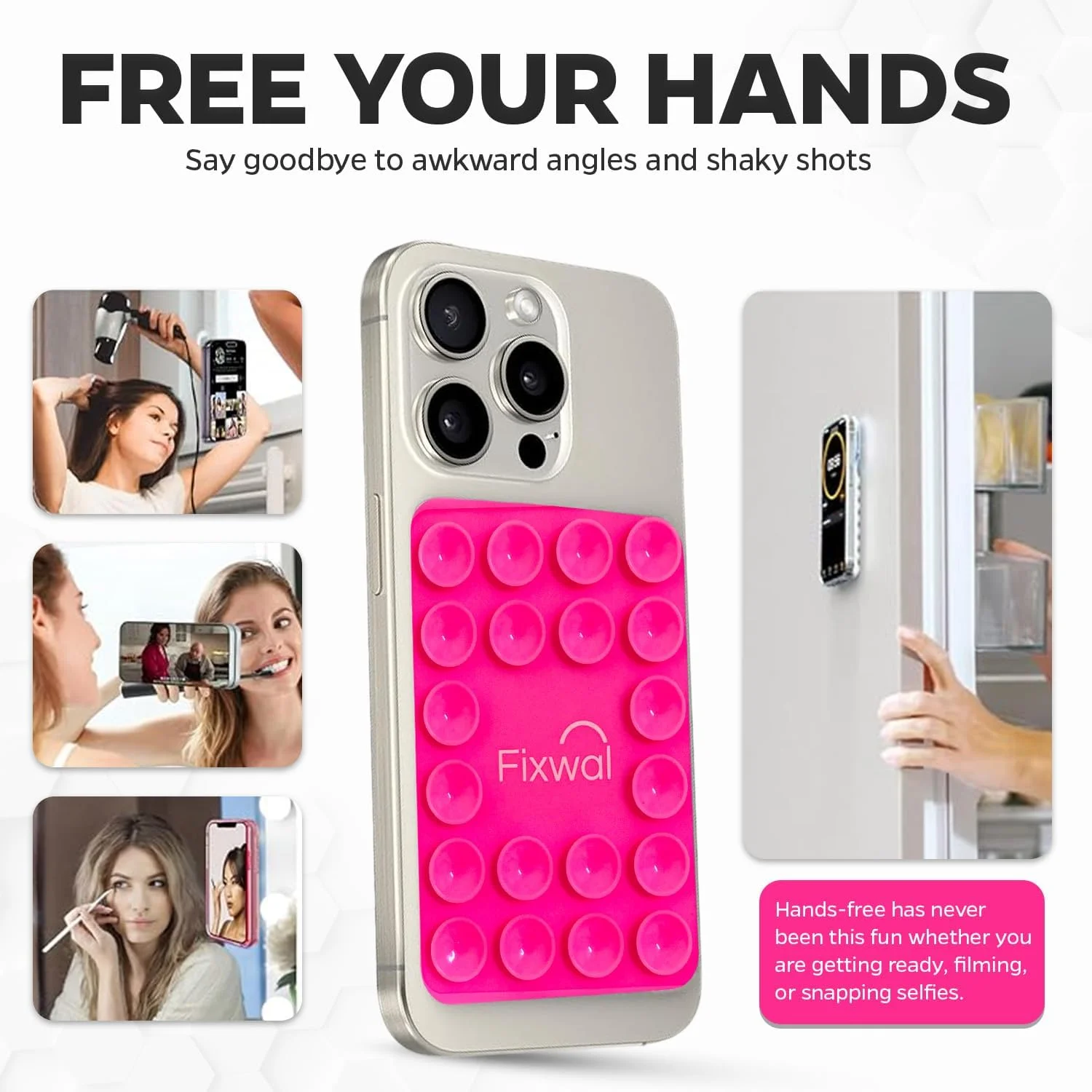 پایه نگهدارنده گوشی موبایل فیکس وال با مکنده سیلیکونی یک طرفه، لوازم جانبی موبایل، هولدر قوی برای عکس های سلفی و فیلم، استند سیلیکونی گوشی برای آیفون و اندروید (آدامس بادکنکی)