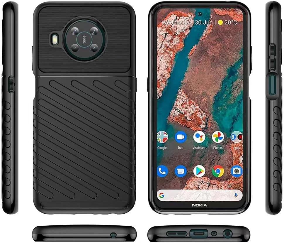 قاب گوشی برای نوکیا X20، TA-1341، TA-1344 و نوکیا X10، محافظ ضد ضربه و مقاوم با پوشش پشتی TPU نرم برای نوکیا X20 - مشکی