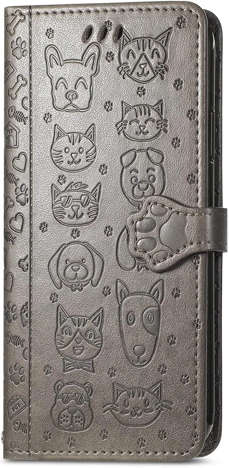 کاور گوشی RanTuo برای نوکیا C42، دارای جای کارت، پایه نگهدارنده، TPU + چرم PU، کاور محافظ تاشو برای نوکیا C42 (خاکستری)