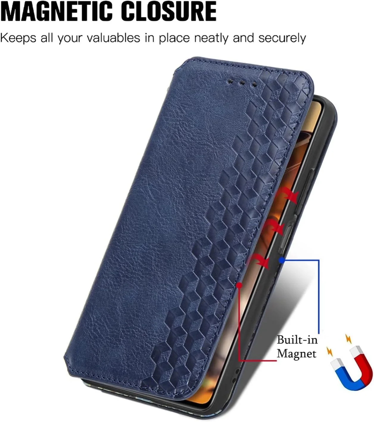 کاور گوشی نوکیا XR21، دارای جای کارت، پایه نگهدارنده، TPU + چرم PU، کاور محافظ تاشو برای نوکیا XR21 (آبی)