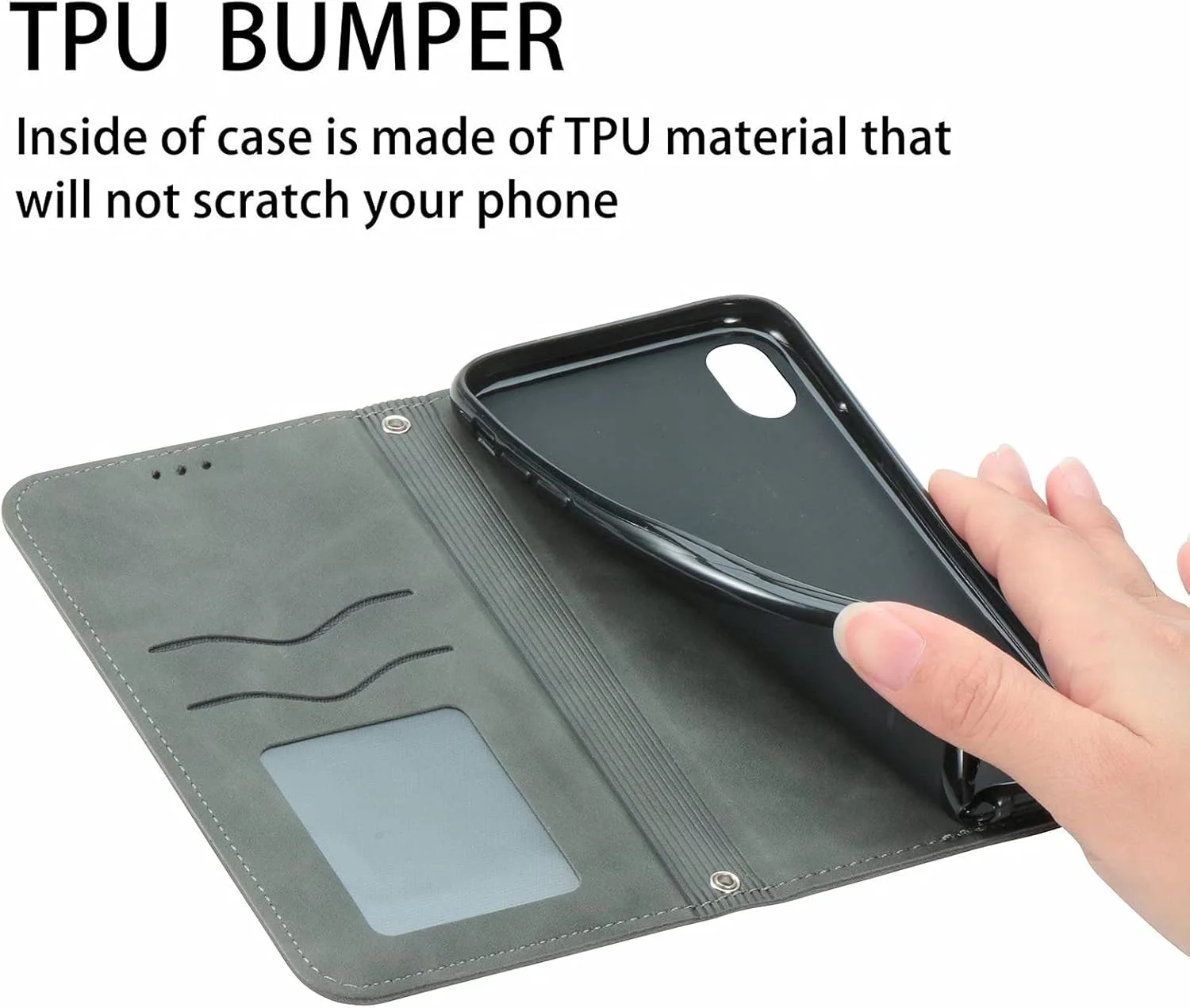 کاور گوشی نوکیا C22، دارای جای کارت، پایه نگهدارنده، TPU + چرم PU، کاور تاشو برای نوکیا C22 (خاکستری)