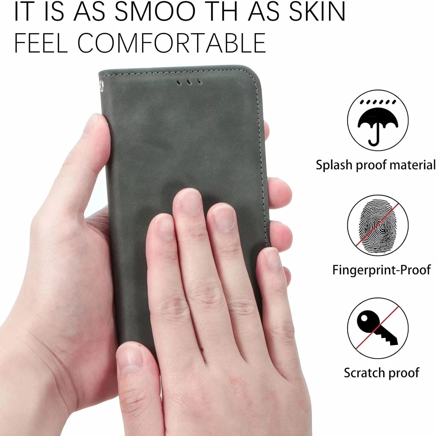 کاور گوشی نوکیا C22، دارای جای کارت، پایه نگهدارنده، TPU + چرم PU، کاور تاشو برای نوکیا C22 (خاکستری)