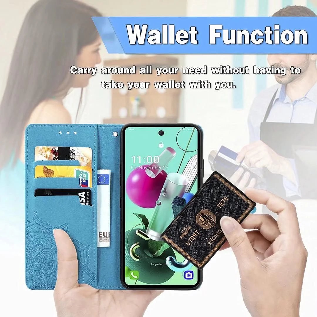 کاور گوشی نوکیا C21، دارای جای کارت، پایه نگهدارنده، TPU + چرم PU، کاور محافظ تاشو برای نوکیا C21 (آبی)