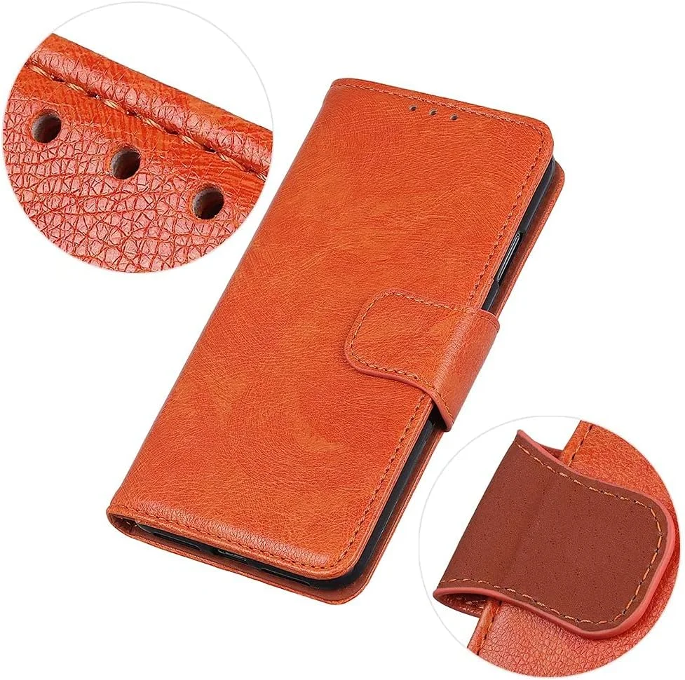 کاور گوشی نوکیا C300، دارای جای کارت، پایه نگهدارنده، TPU + چرم PU، کاور محافظ تاشو برای نوکیا C300 (نارنجی)