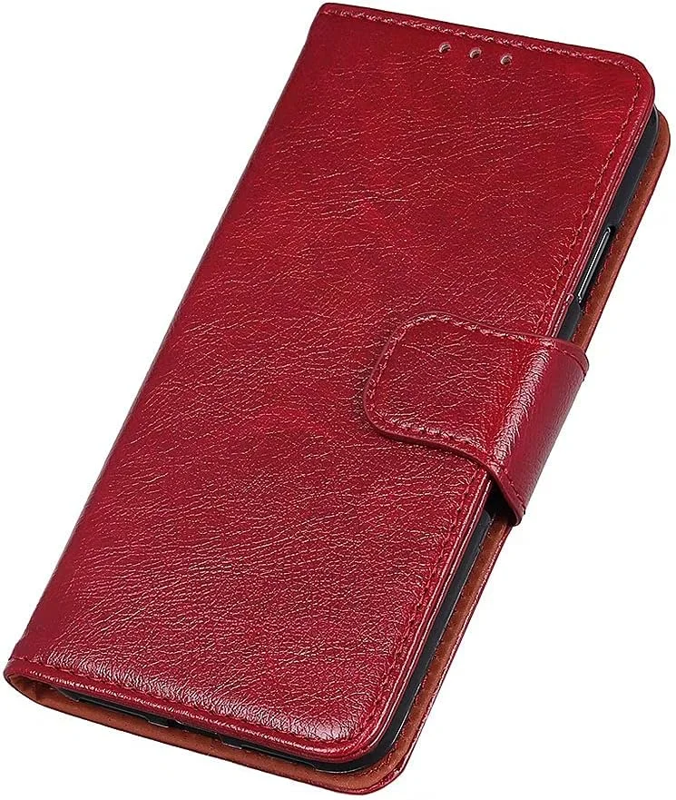 کاور گوشی RanTuo برای نوکیا C42، دارای جای کارت، پایه نگهدارنده، TPU + چرم PU، کاور محافظ تاشو برای نوکیا C42. (قرمز)