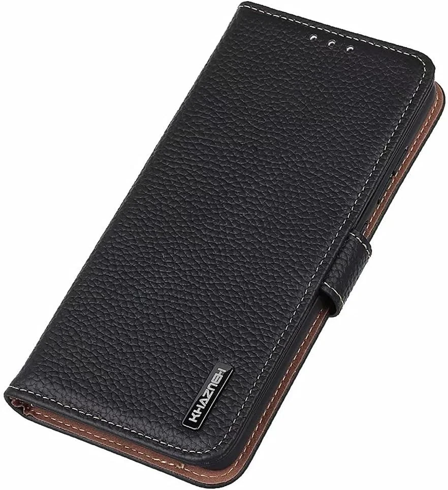 کاور گوشی نوکیا 7.3، کاور چرمی طرح پوست لیچی با جای کارت برای گوشی نوکیا 7.3 - مشکی