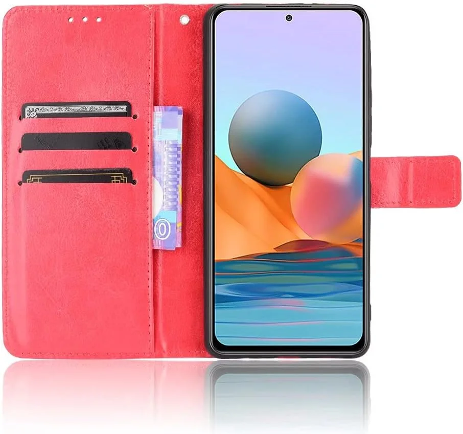 کاور گوشی نوکیا G400، دارای جای کارت، پایه نگهدارنده، TPU + چرم PU، کاور محافظ تاشو برای نوکیا G400 (قرمز)