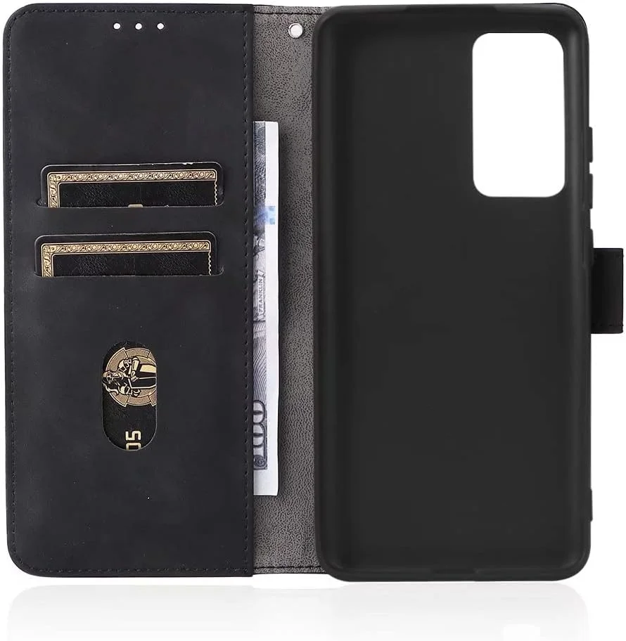 کاور گوشی RanTuo برای نوکیا G310، دارای جای کارت، پایه نگهدارنده، TPU + چرم PU، کاور محافظ تاشو برای نوکیا G310. (مشکی)