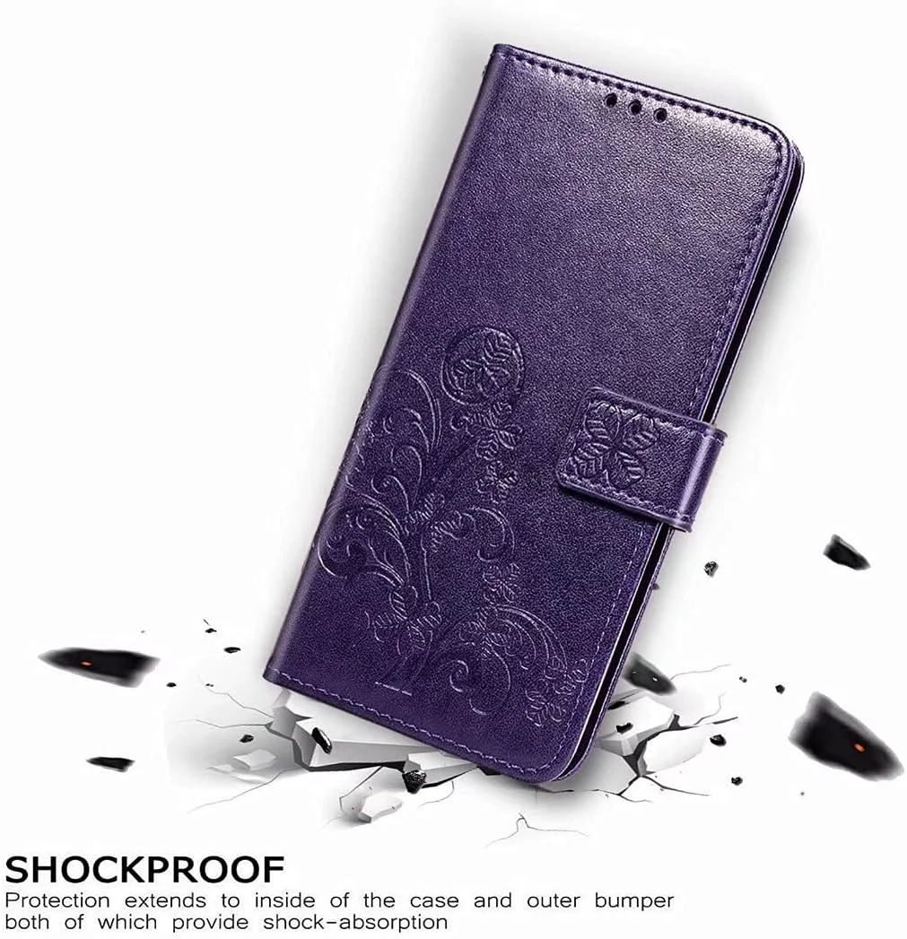 کاور گوشی RanTuo برای نوکیا XR30، دارای جای کارت، پایه نگهدارنده، TPU + چرم PU، کاور محافظ تاشو برای نوکیا XR30 (بنفش)