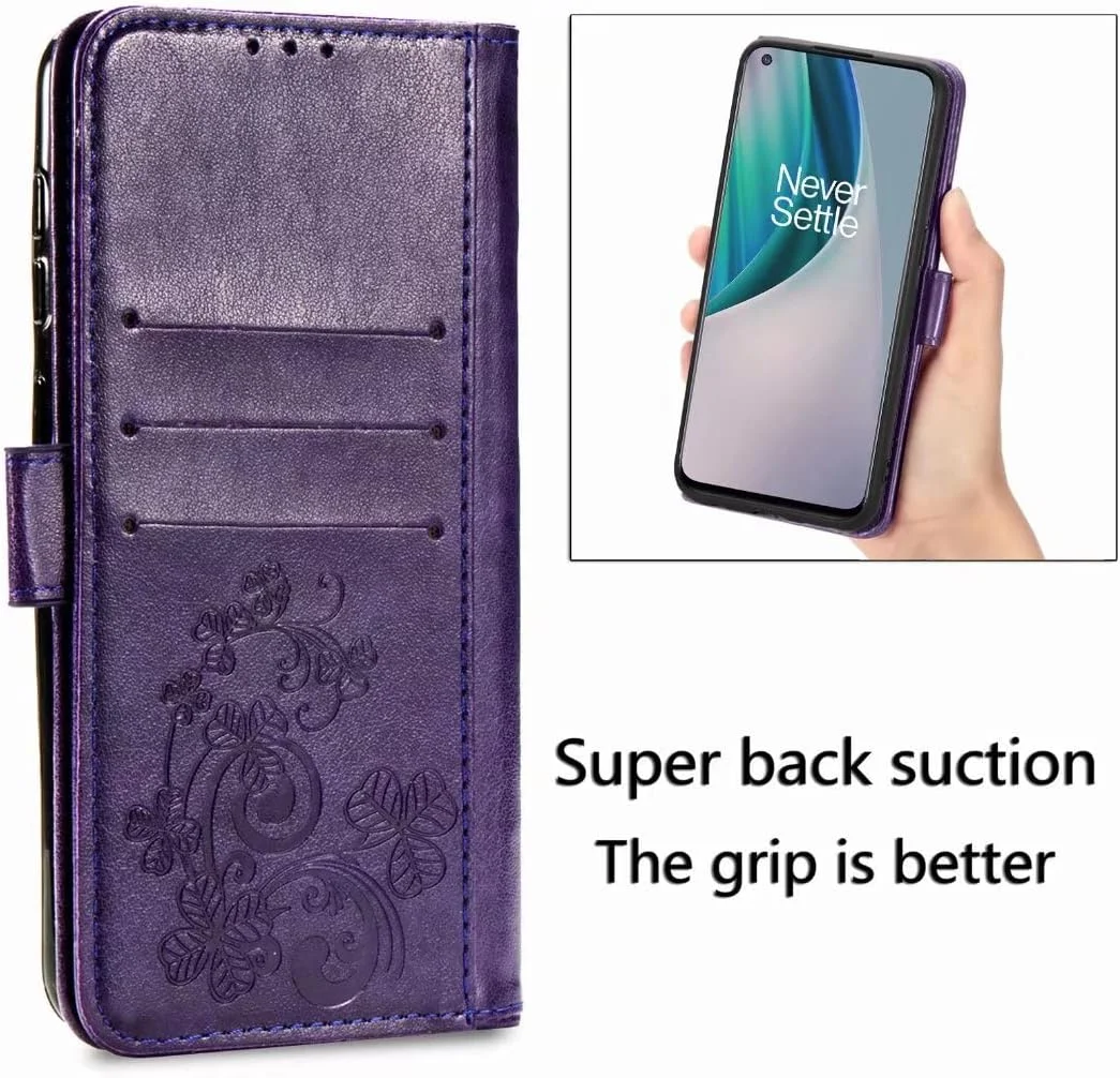 کاور گوشی RanTuo برای نوکیا XR30، دارای جای کارت، پایه نگهدارنده، TPU + چرم PU، کاور محافظ تاشو برای نوکیا XR30 (بنفش)