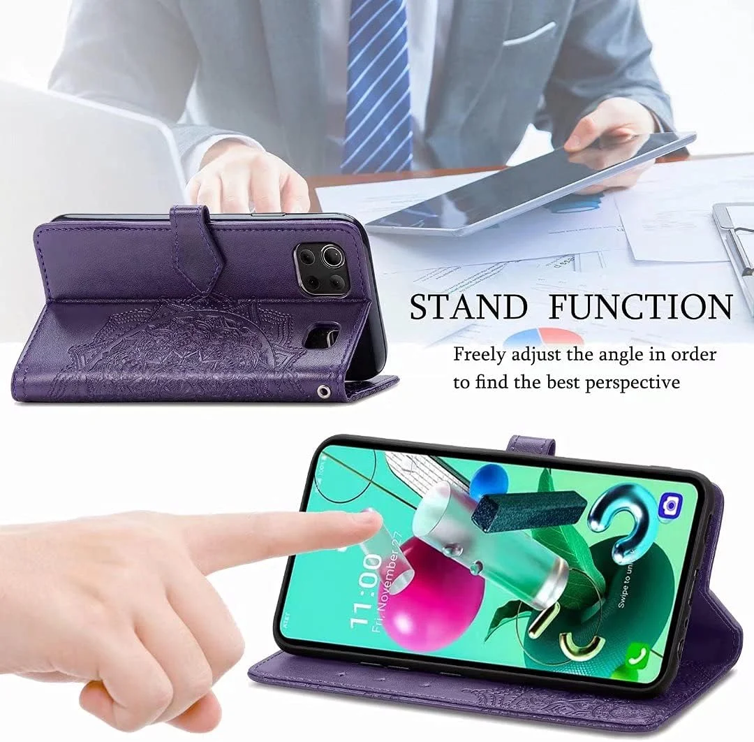 کاور گوشی نوکیا XR30، دارای جای کارت، پایه نگهدارنده، TPU + چرم PU، کاور تاشو برای نوکیا XR30 (بنفش)