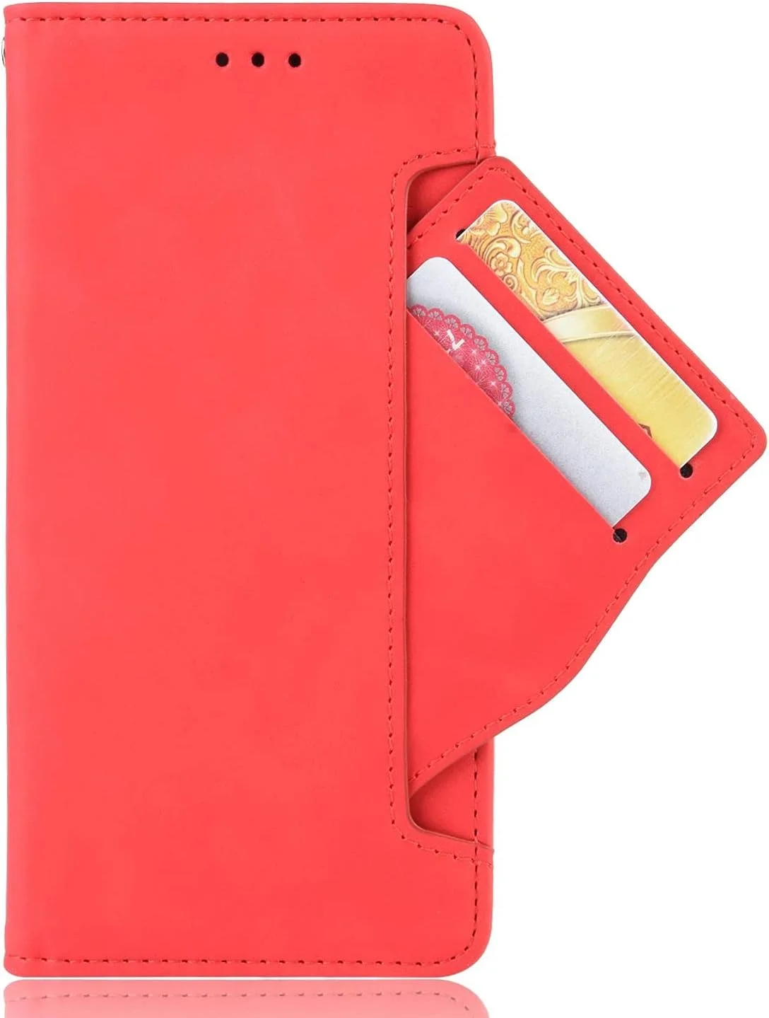 کاور گوشی نوکیا G400، دارای جای کارت، پایه نگهدارنده، TPU + چرم PU، کاور تاشو برای نوکیا G400. (قرمز)