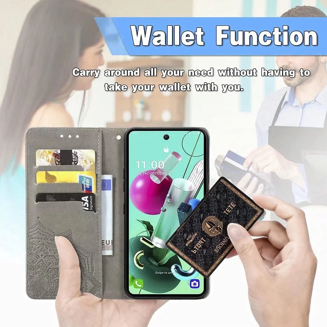 کاور گوشی RanTuo برای نوکیا C22، دارای جای کارت، پایه نگهدارنده، TPU + چرم PU، کاور محافظ تاشو برای نوکیا C22. (خاکستری)