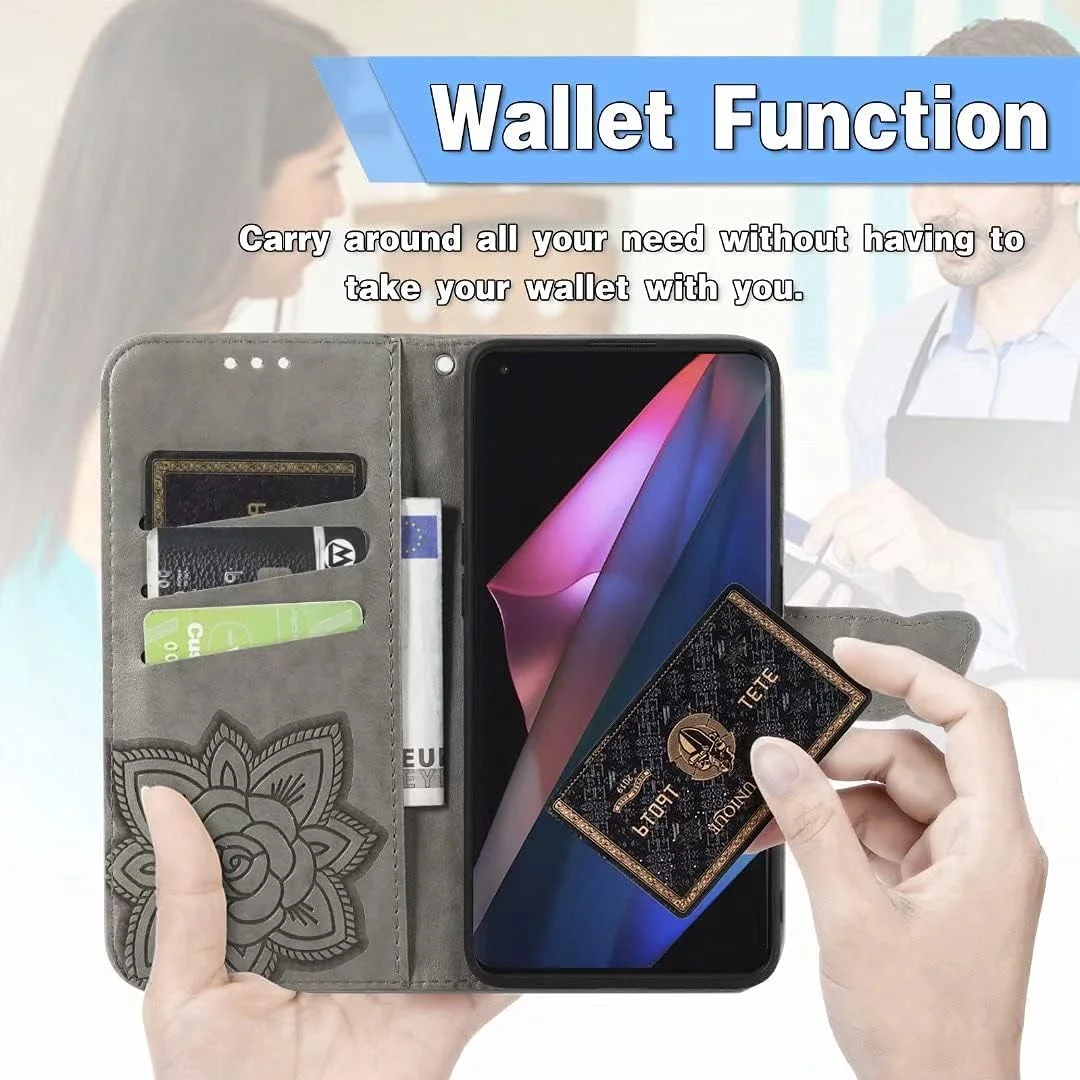 کاور گوشی نوکیا XR30، دارای جای کارت، پایه نگهدارنده، TPU + چرم PU، کاور محافظ تاشو برای نوکیا XR30 (خاکستری)