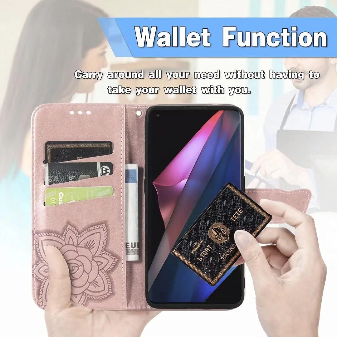 کاور گوشی RanTuo برای نوکیا XR21، دارای جای کارت، پایه نگهدارنده، TPU + چرم PU، کاور تاشو برای نوکیا XR21 (رزگلد)