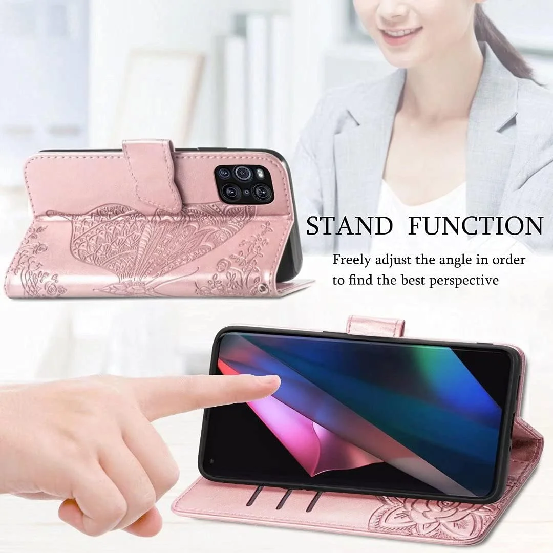 کاور گوشی RanTuo برای نوکیا XR21، دارای جای کارت، پایه نگهدارنده، TPU + چرم PU، کاور تاشو برای نوکیا XR21 (رزگلد)