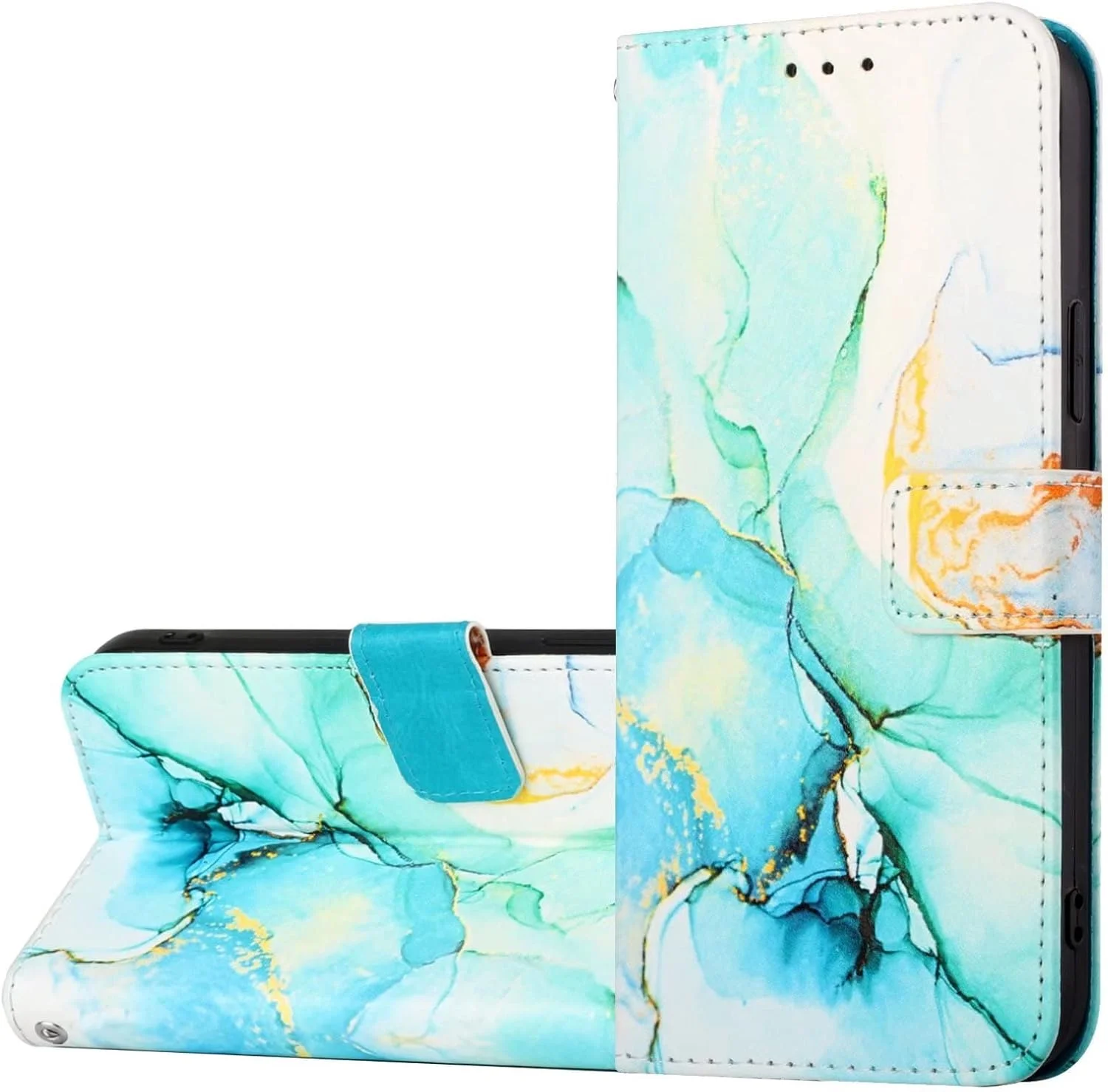 کاور گوشی نوکیا XR21، دارای جای کارت، پایه نگهدارنده، TPU + چرم PU، کاور محافظ تاشو برای نوکیا XR21. (سبز)