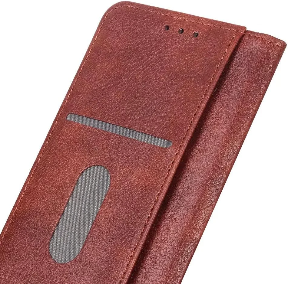 کاور گوشی RanTuo برای نوکیا C12، دارای جای کارت، پایه نگهدارنده، TPU + چرم PU، کاور محافظ تاشو برای نوکیا C12 (قهوه ای)