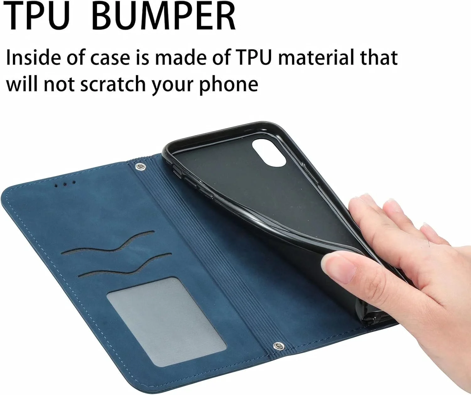 کاور گوشی نوکیا G42، دارای جای کارت، پایه نگهدارنده، TPU + چرم PU، کاور محافظ تاشو برای نوکیا G42 (آبی)