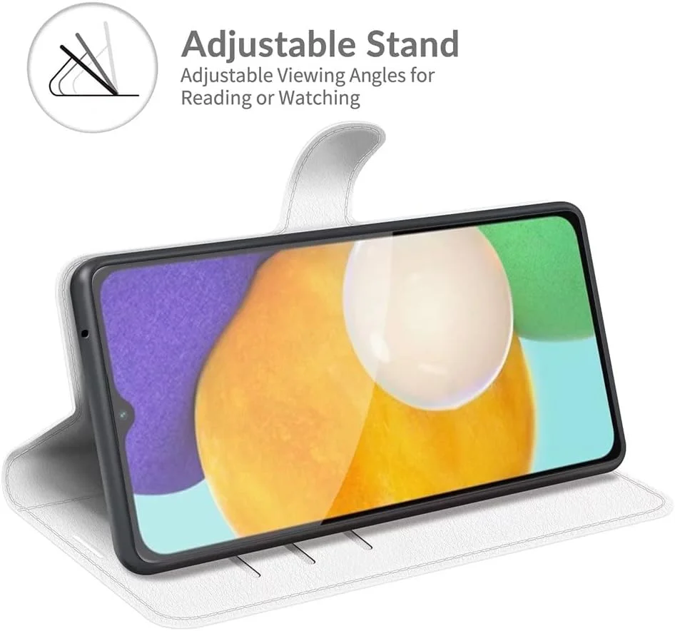 کاور گوشی RanTuo برای نوکیا C22، دارای جای کارت، پایه نگهدارنده، TPU + چرم PU، کاور محافظ تاشو برای نوکیا C22 (سفید)