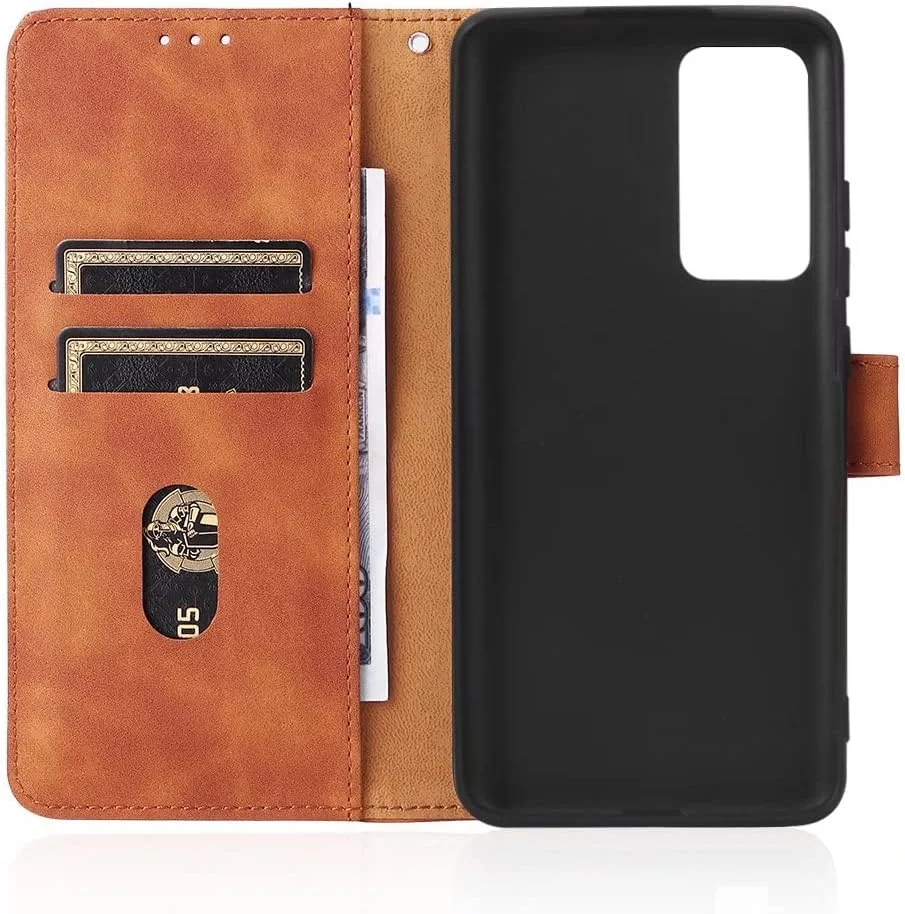 کاور گوشی نوکیا C22، دارای جای کارت، پایه نگهدارنده، TPU + چرم PU، کاور محافظ تاشو برای نوکیا C22. (زرد)