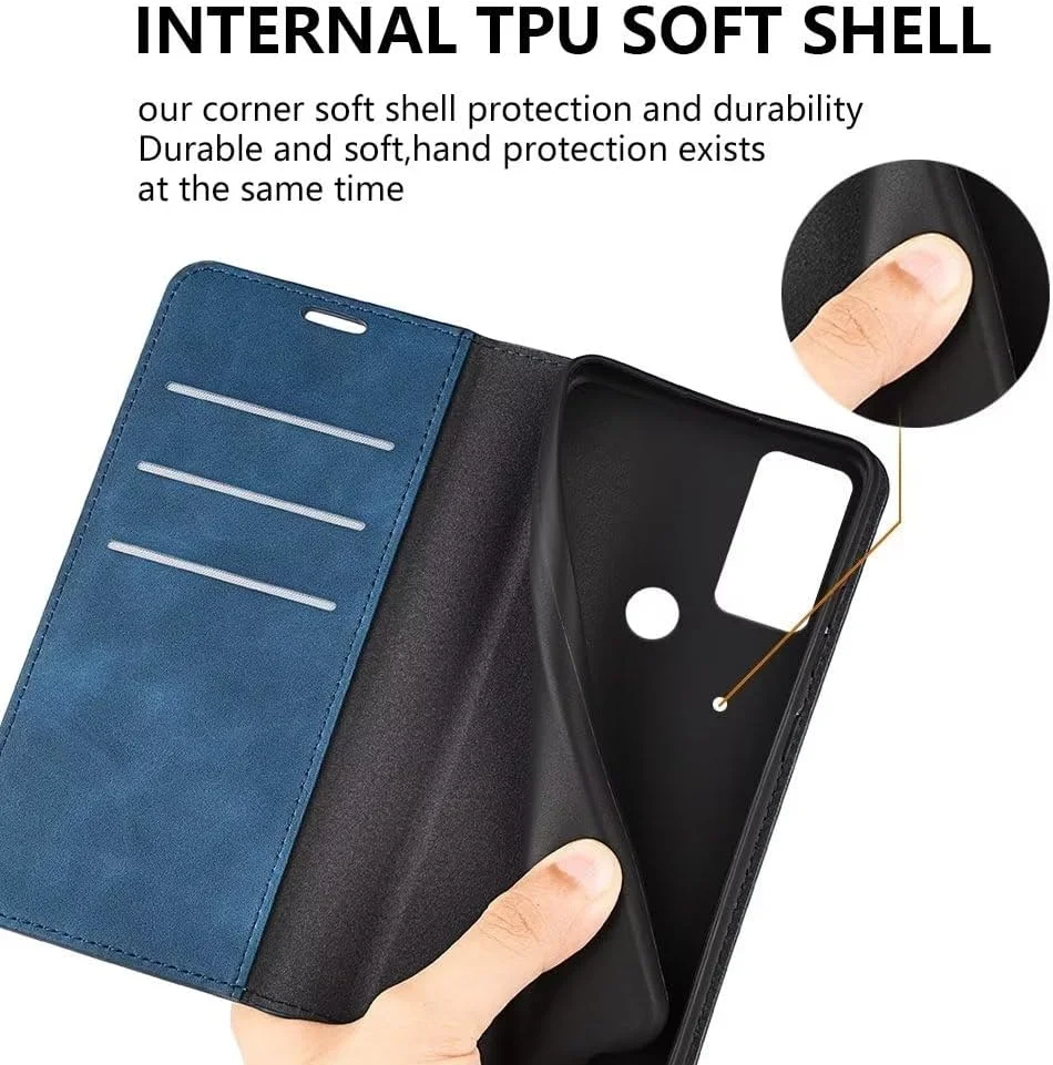 کاور گوشی نوکیا C42، دارای جای کارت، پایه نگهدارنده، TPU + چرم PU، کاور محافظ تاشو برای نوکیا C42 (صورتی)