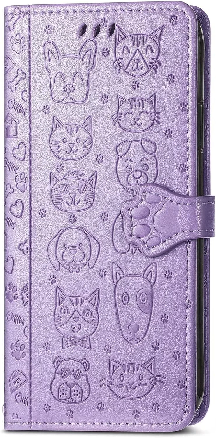 کاور گوشی نوکیا XR20، دارای جای کارت، پایه نگهدارنده، TPU + چرم PU، کاور محافظ تاشو برای نوکیا XR20 (بنفش)