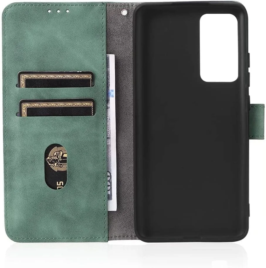 کاور گوشی نوکیا C12، دارای جای کارت، پایه نگهدارنده، TPU + چرم PU، کاور محافظ تاشو برای نوکیا C12 (سبز)