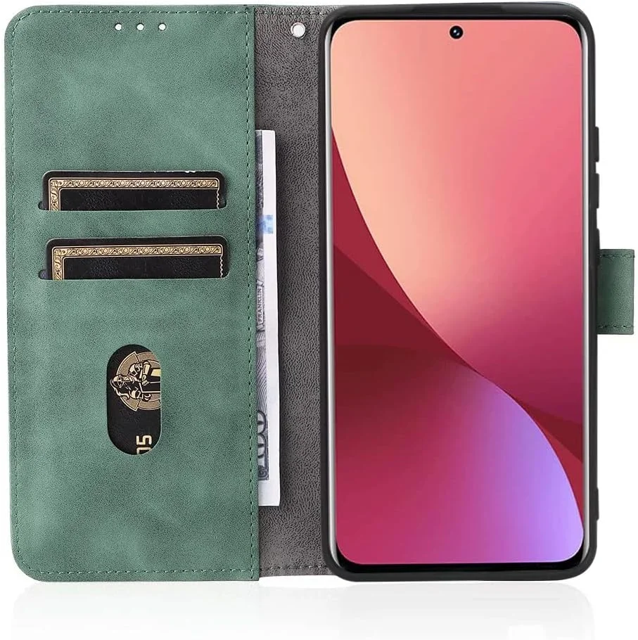 کاور گوشی نوکیا C12، دارای جای کارت، پایه نگهدارنده، TPU + چرم PU، کاور محافظ تاشو برای نوکیا C12 (سبز)