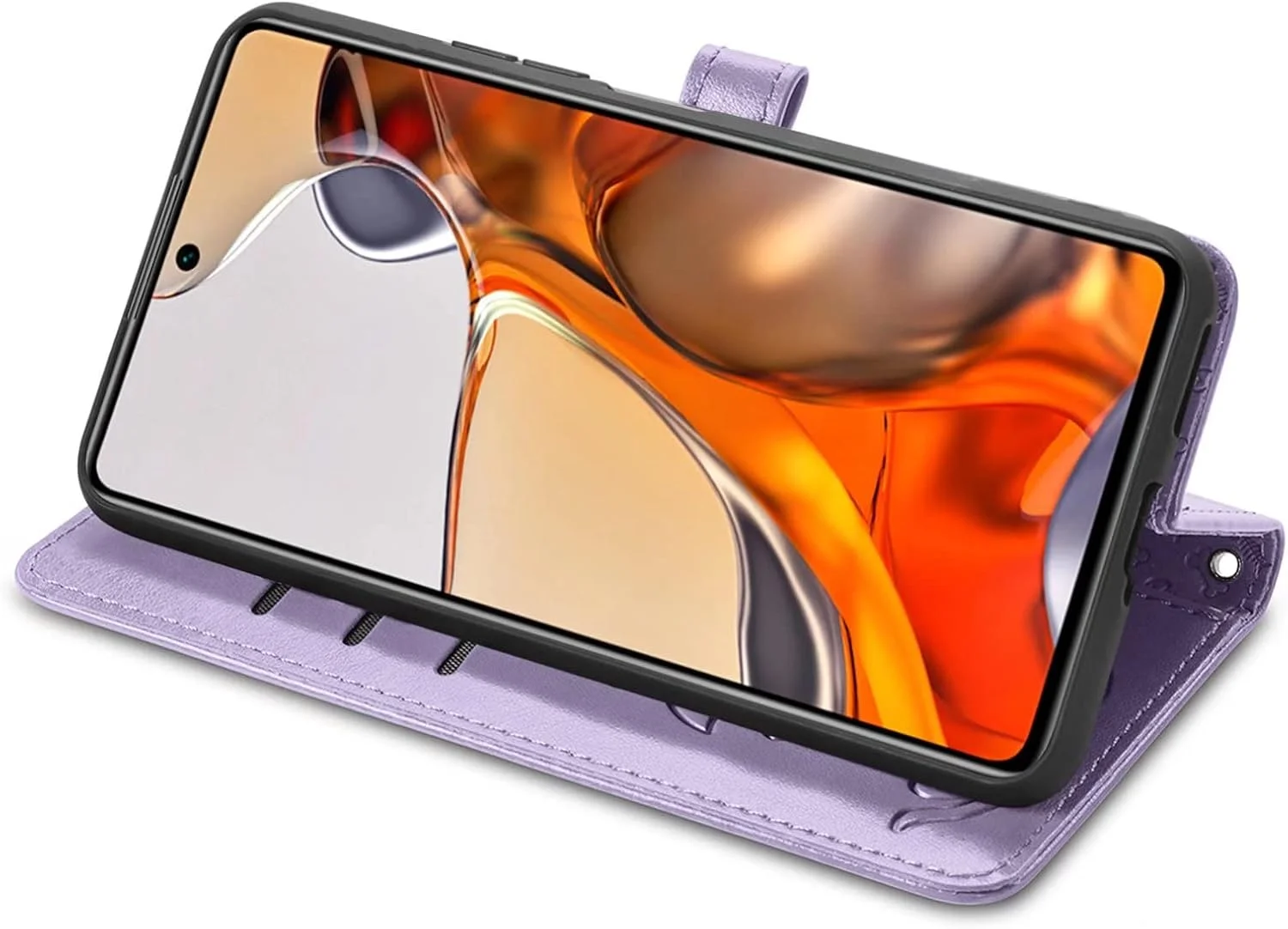 کاور گوشی نوکیا XR20، دارای جای کارت، پایه نگهدارنده، TPU + چرم PU، کاور محافظ تاشو برای نوکیا XR20 (بنفش)