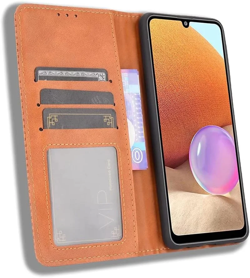 کاور گوشی RanTuo برای نوکیا X100، دارای جای کارت، پایه نگهدارنده، TPU + چرم PU، کاور محافظ تاشو برای نوکیا X100 (قهوه ای)