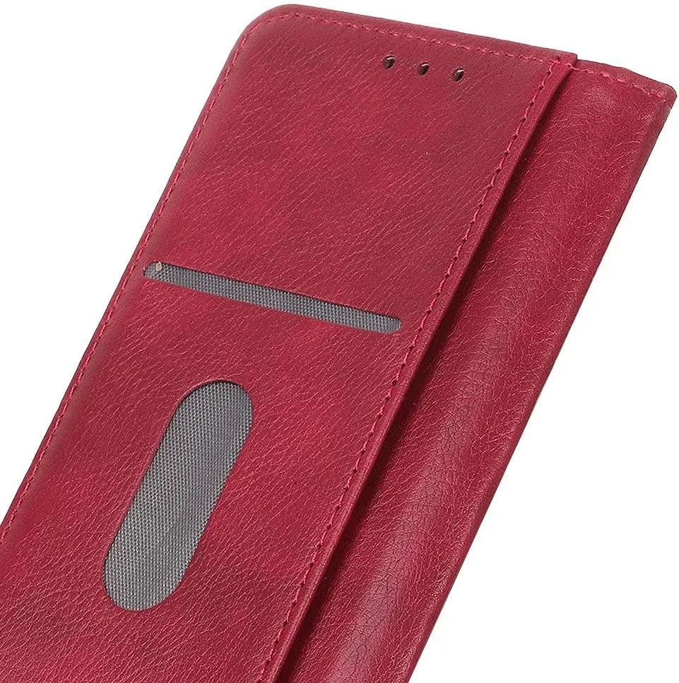 کاور گوشی RanTuo برای نوکیا G400، دارای جای کارت، پایه نگهدارنده، TPU + چرم PU، کاور محافظ تاشو برای نوکیا G400 (قرمز)