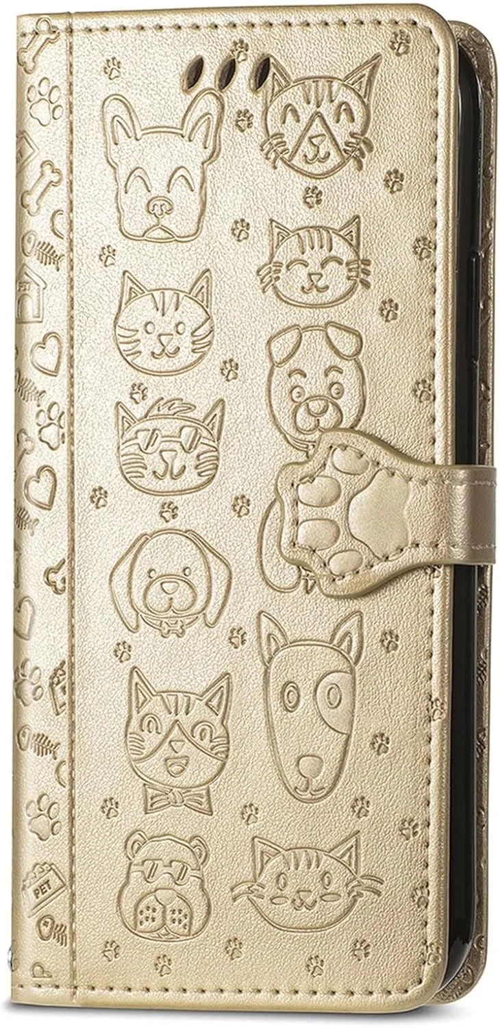 کاور گوشی نوکیا 5.3، دارای جای کارت، پایه نگهدارنده، TPU + چرم PU، کیف تاشو برای نوکیا 5.3 (طلایی)