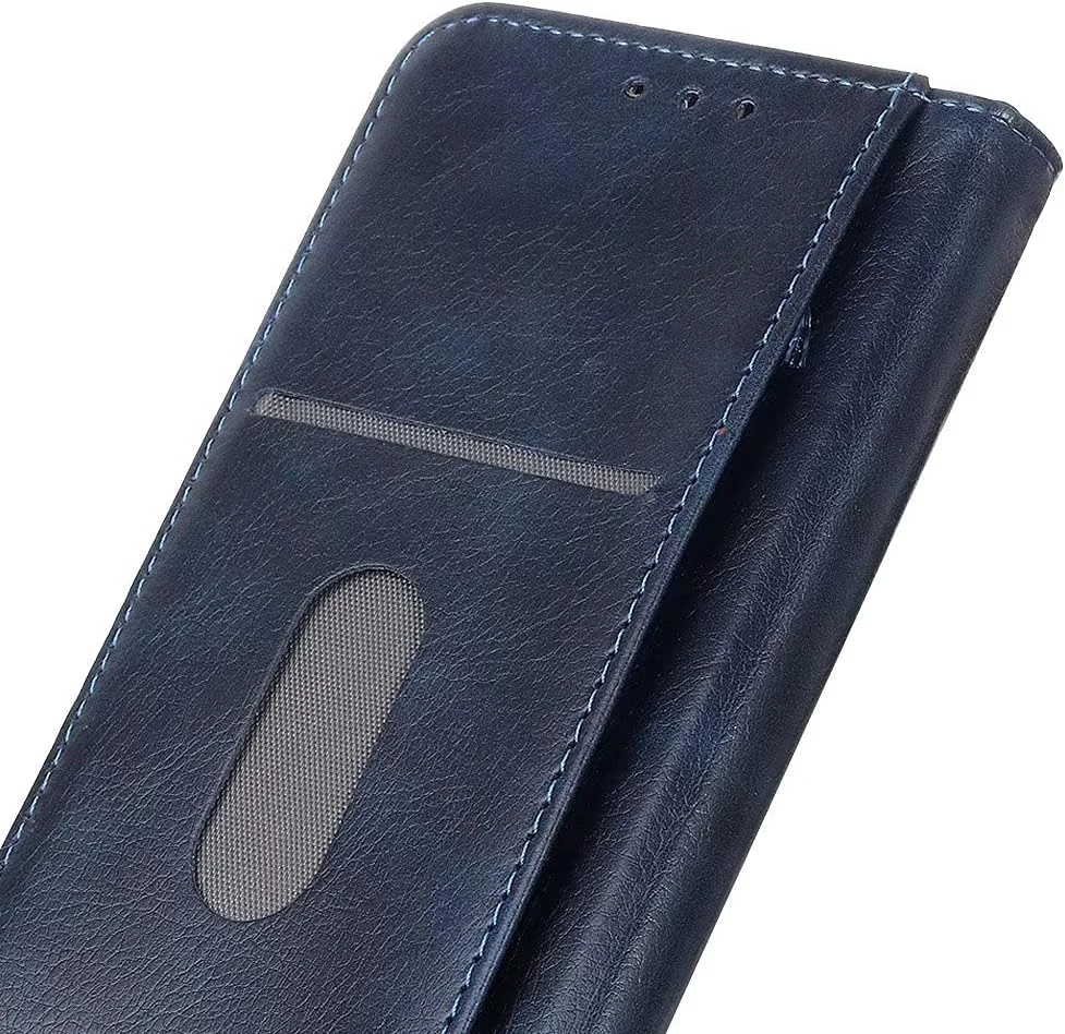 کاور گوشی RanTuo برای نوکیا XR30، دارای جای کارت، پایه نگهدارنده، TPU + چرم PU، کاور محافظ تاشو برای نوکیا XR30 (آبی)