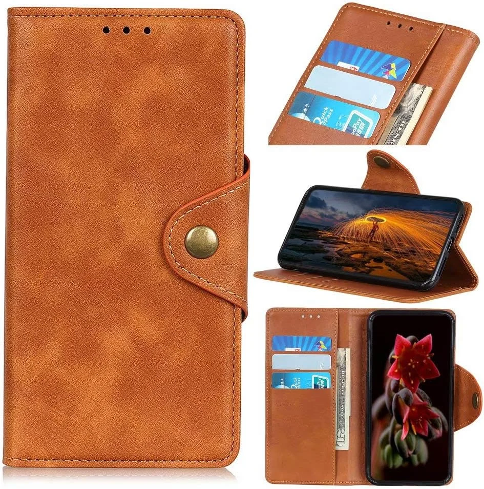 کاور گوشی نوکیا 1.4، دارای جای کارت، پایه نگهدارنده، TPU + چرم PU، کاور تاشو برای نوکیا 1.4 (قهوه ای)