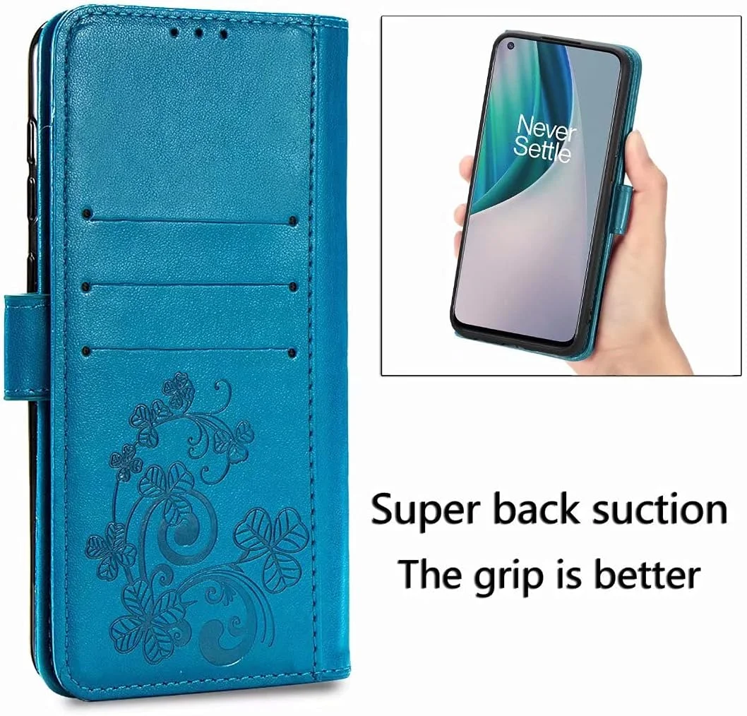 کاور گوشی RanTuo برای نوکیا C12، دارای جای کارت، پایه نگهدارنده، TPU + چرم PU، کاور محافظ تاشو برای نوکیا C12 (آبی)