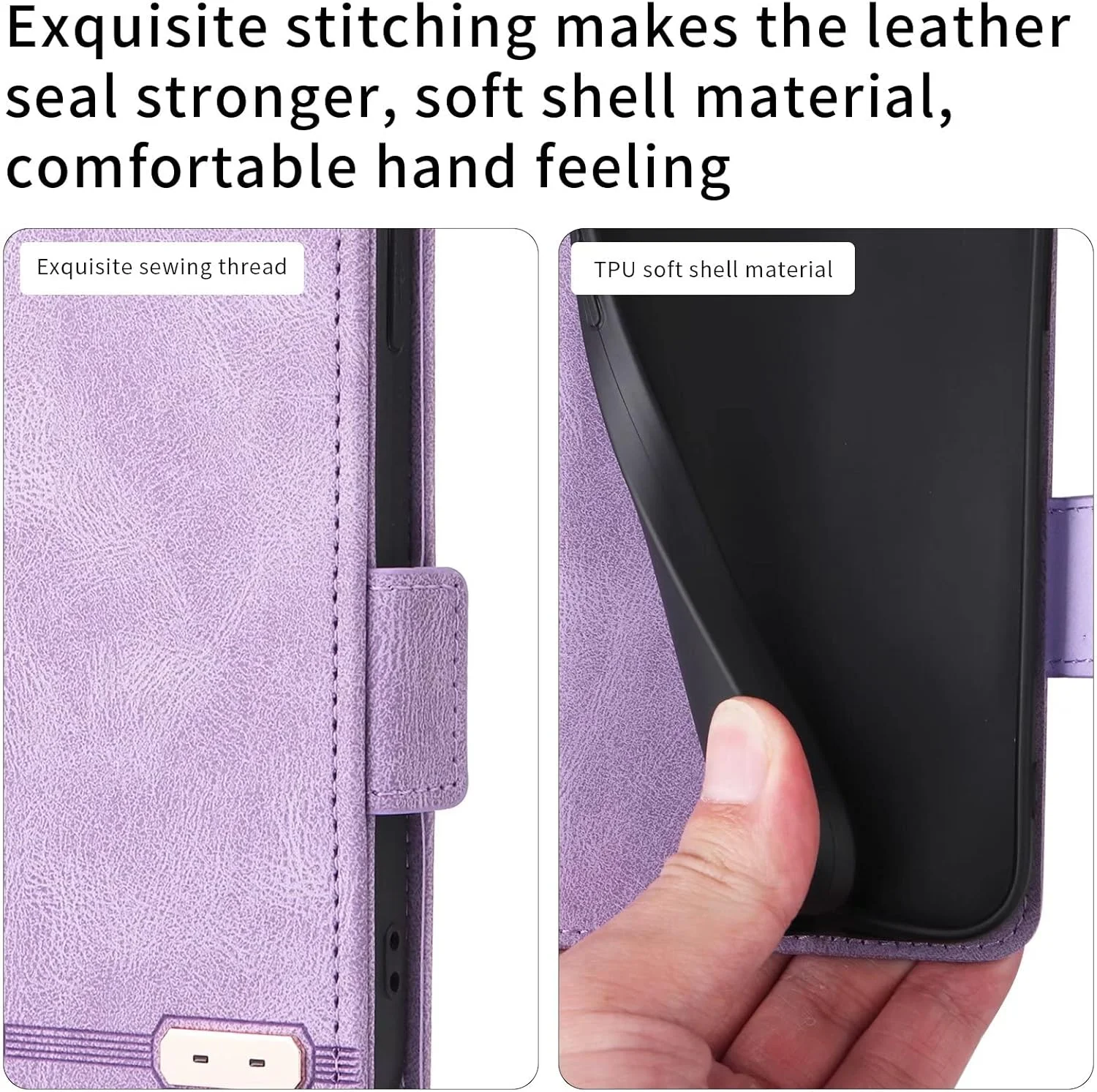 کاور گوشی نوکیا C12، دارای جای کارت، پایه نگهدارنده، TPU + چرم PU، کاور محافظ تاشو برای نوکیا C12 (بنفش)