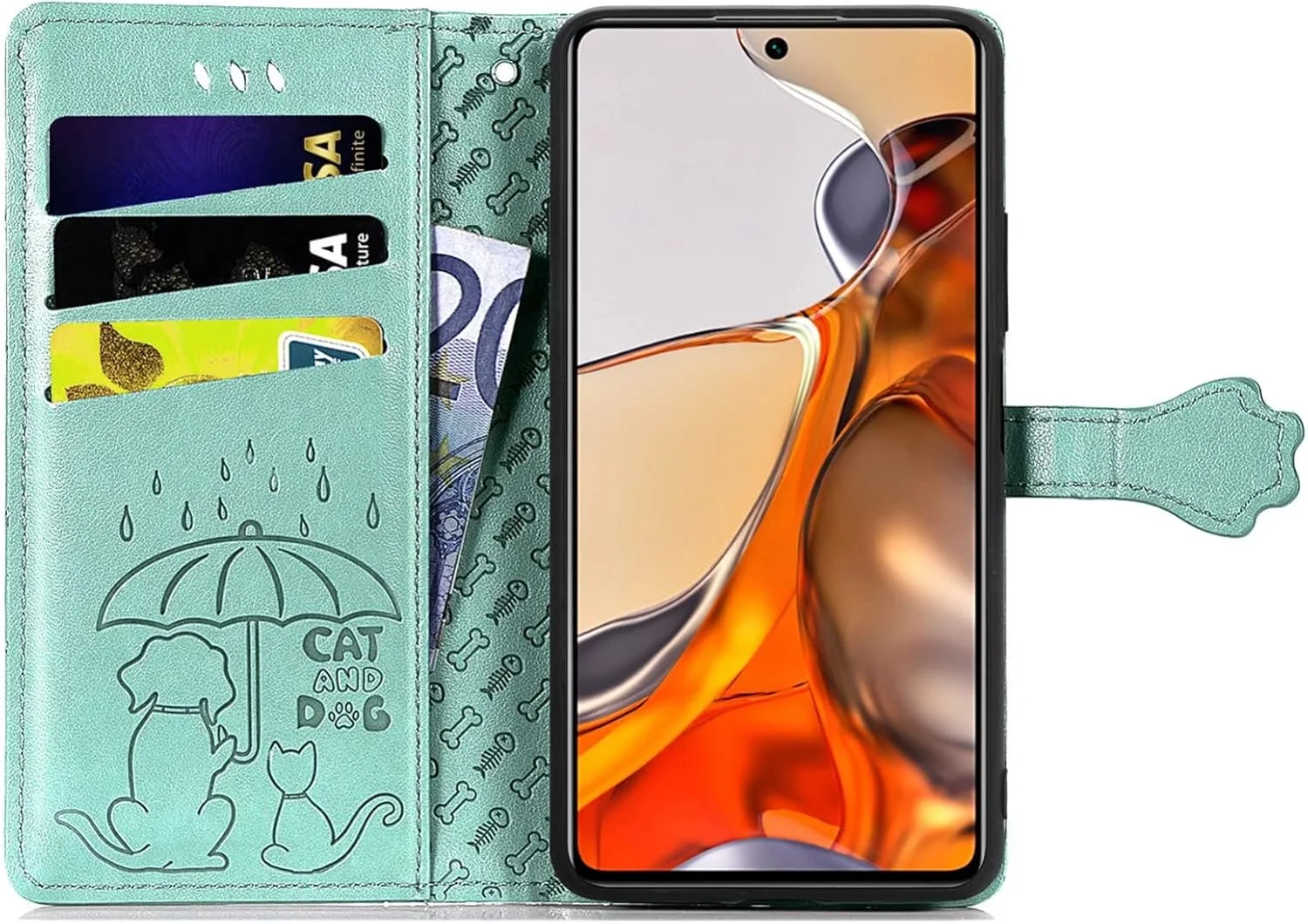 کاور گوشی نوکیا 2.2، دارای جای کارت، پایه نگهدارنده، TPU + چرم PU، کاور محافظ تاشو برای نوکیا 2.2 (سبز)