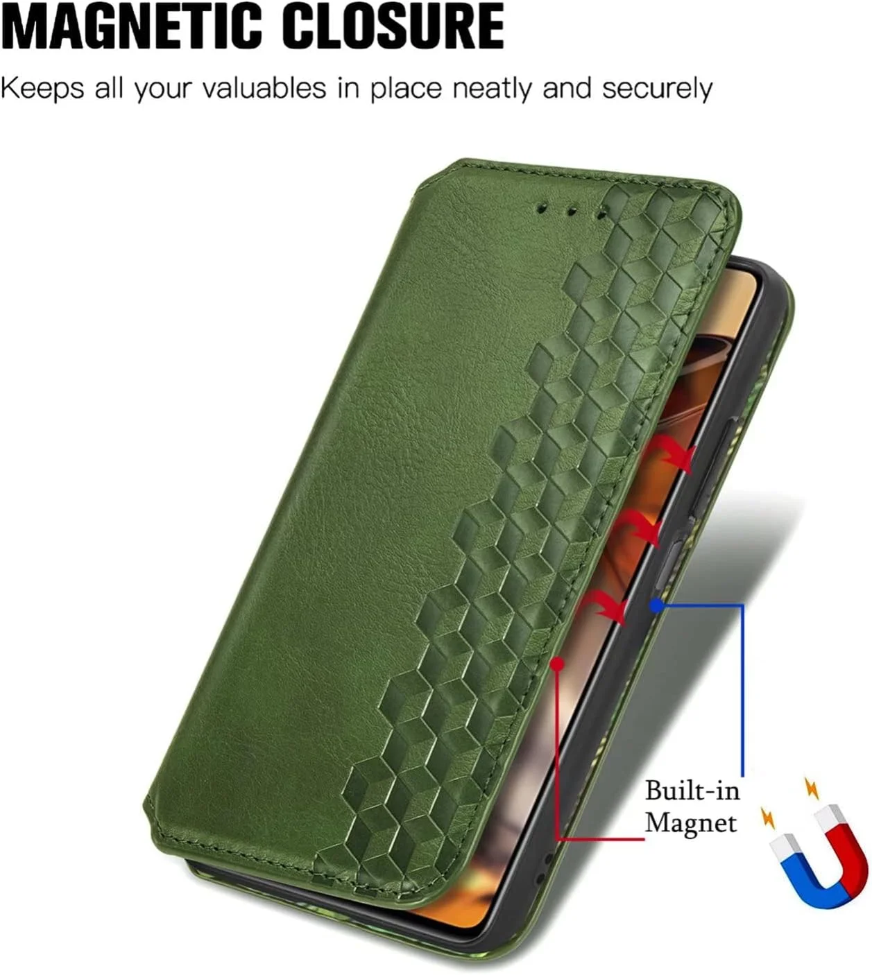 کاور گوشی نوکیا 2.4، دارای جای کارت، پایه نگهدارنده، TPU + چرم PU، کاور محافظ تاشو برای نوکیا 2.4 (سبز)