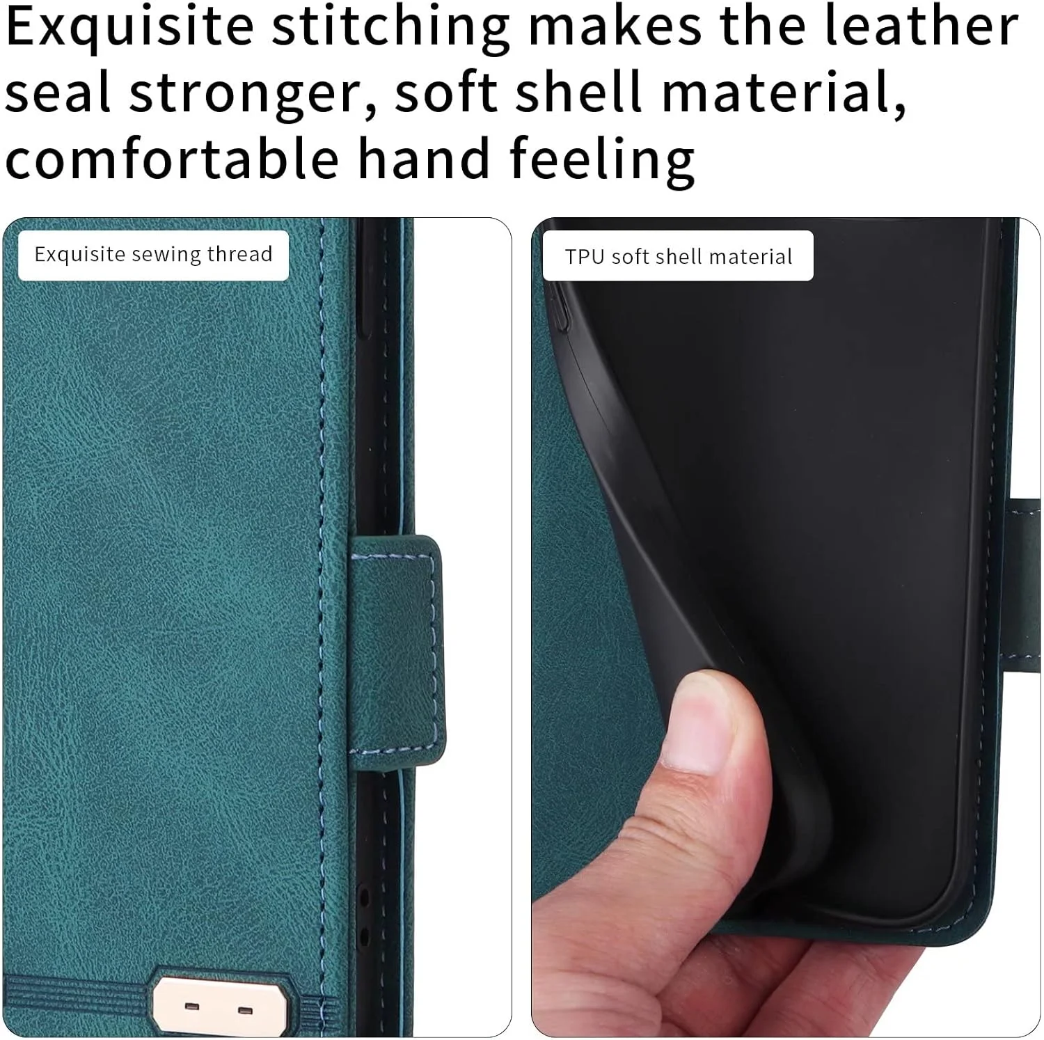 کاور گوشی ران توو برای نوکیا 5.4، دارای جای کارت، پایه نگهدارنده، TPU + چرم PU، کاور محافظ تاشو برای نوکیا 5.4 (سبز)