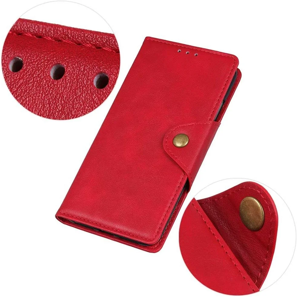 کاور گوشی نوکیا 6.3، دارای جای کارت، پایه نگهدارنده، TPU + چرم PU، کاور محافظ تاشو برای نوکیا 6.3 (قرمز)