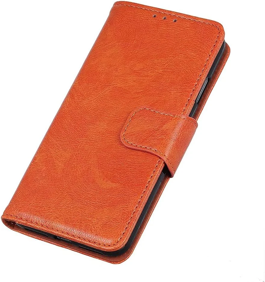 کاور گوشی نوکیا X100، دارای جای کارت، پایه نگهدارنده، TPU + چرم PU، کاور محافظ تاشو برای نوکیا X100 (نارنجی)