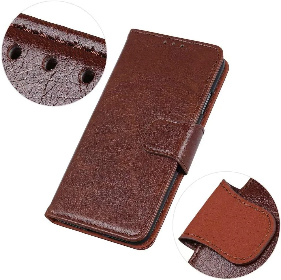 کاور گوشی RanTuo برای نوکیا 1.4، دارای جای کارت، پایه نگهدارنده، TPU + چرم PU، کاور محافظ تاشو برای نوکیا 1.4 (قهوه ای)