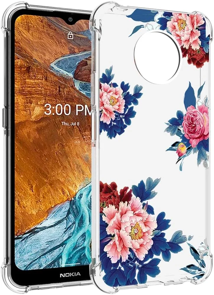 قاب گوشی Tothedu برای نوکیا G300 5G، قاب نوکیا N1374DL برای دختران و زنان، طرح شفاف باریک ضد ضربه، پوشش محافظ پشتی TPU نرم و انعطاف پذیر برای نوکیا G300 5G (گل آبی)