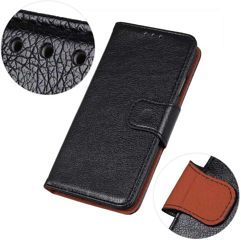 کاور گوشی نوکیا 6.3، دارای جای کارت، پایه نگهدارنده، TPU + چرم PU، کاور محافظ تاشو برای نوکیا 6.3 (مشکی)