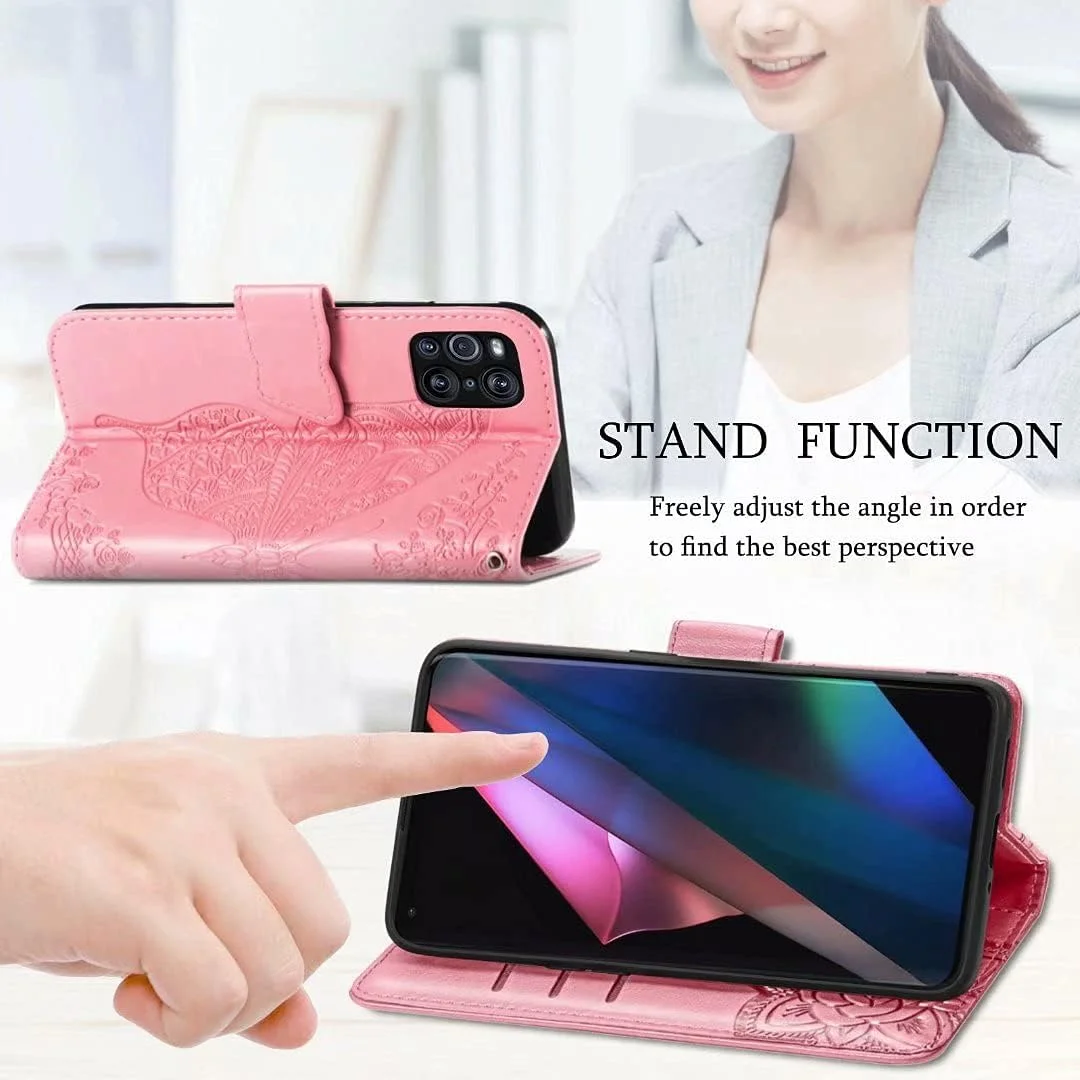 کاور گوشی نوکیا 6.3، دارای جای کارت، پایه نگهدارنده، TPU + چرم PU، کاور محافظ تاشو برای نوکیا 6.3 (صورتی)