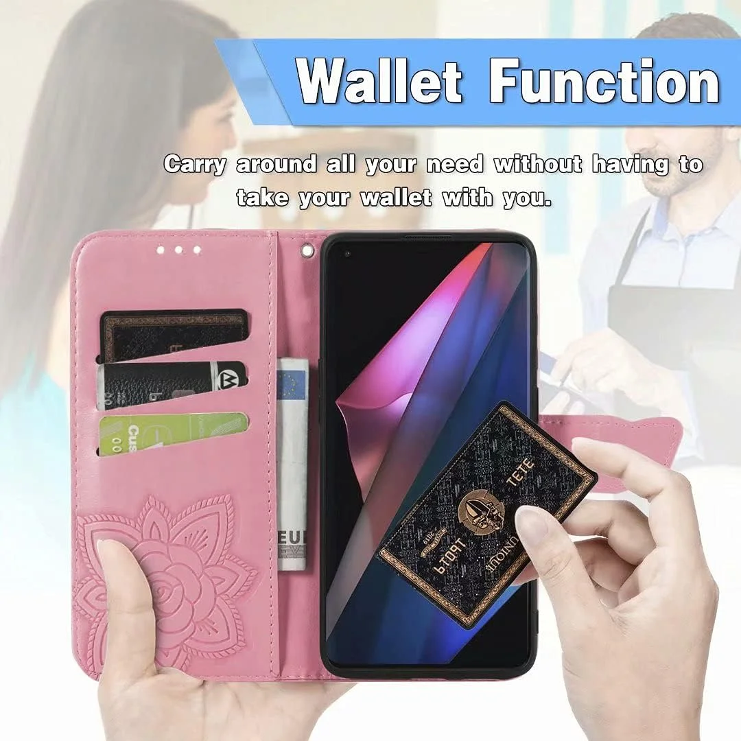 کاور گوشی نوکیا 6.3، دارای جای کارت، پایه نگهدارنده، TPU + چرم PU، کاور محافظ تاشو برای نوکیا 6.3 (صورتی)