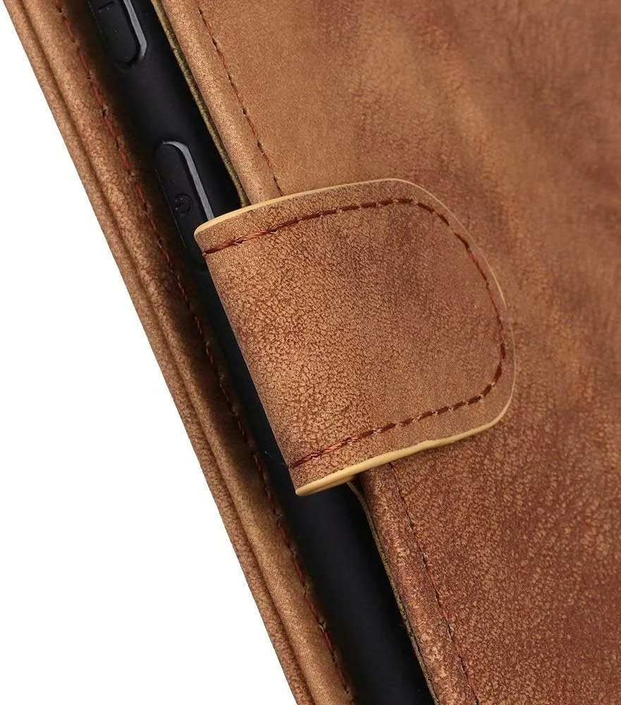 کاور گوشی RanTuo برای نوکیا 1.4، دارای جای کارت، پایه نگهدارنده، TPU + چرم PU، کاور محافظ تاشو برای نوکیا 1.4 (قهوه ای)