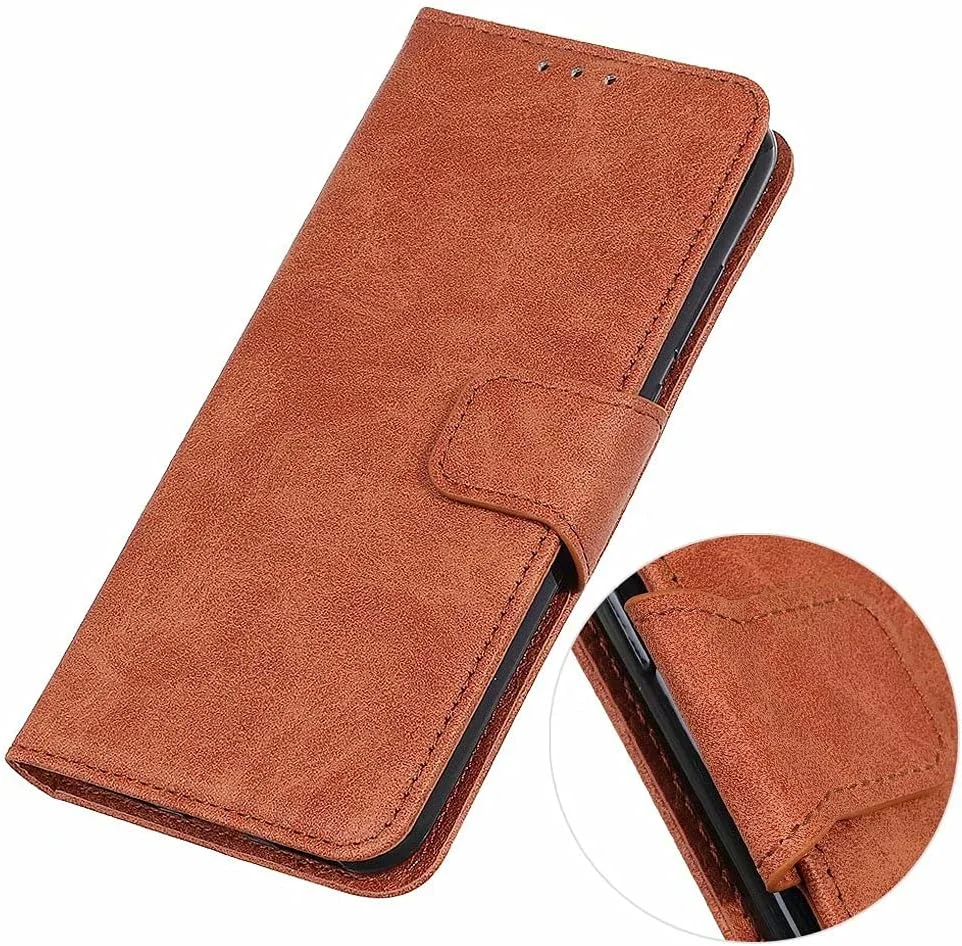 کاور گوشی RanTuo برای نوکیا 1.4، دارای جای کارت، پایه نگهدارنده، TPU + چرم PU، کاور محافظ تاشو برای نوکیا 1.4 (قهوه ای)